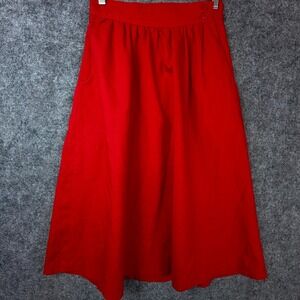 Vintage Pant-her Midi Skirt Womens XS Red High Waist Retro Pockets Office Chic